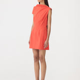 Bassike Crushed Cotton Shoulder Dress in Red
