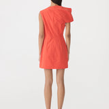 Bassike Crushed Cotton Shoulder Dress in Red