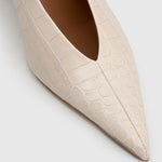 Camilla and Marc Rhys Croc Pump in Cream - close up