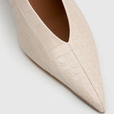 Camilla and Marc Rhys Croc Pump in Cream - close up