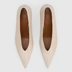 Camilla and Marc Rhys Croc Pump in Cream - close up