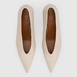 Camilla and Marc Rhys Croc Pump in Cream - close up