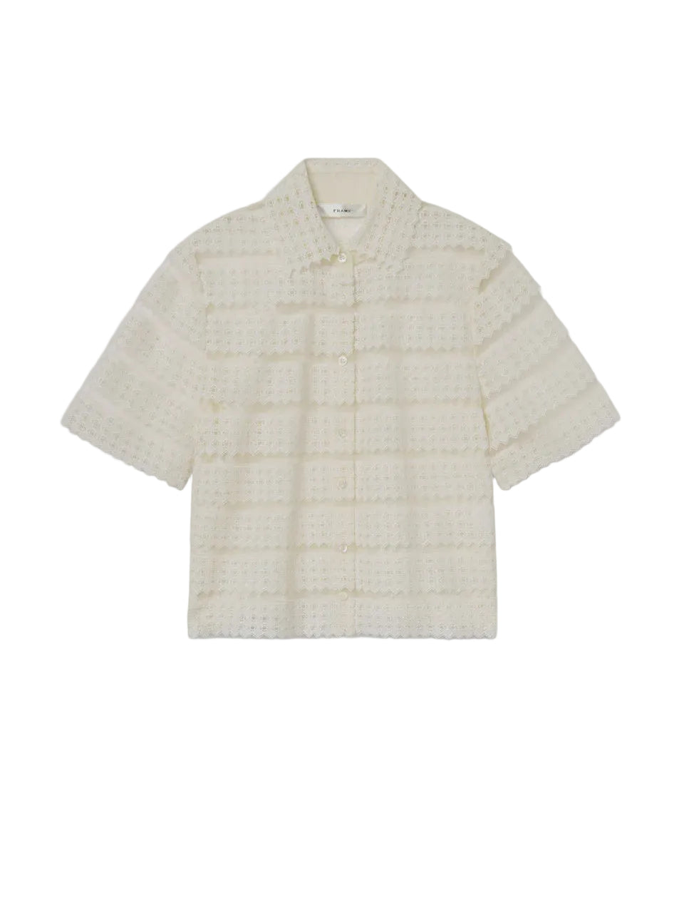 Frame The Lattice Crochet Blouse in Cream