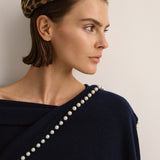 Sarah-Jane Clarke Cashmere and Pearl Scarf in French Navy