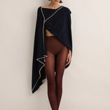 Sarah-Jane Clarke Cashmere and Pearl Scarf in French Navy