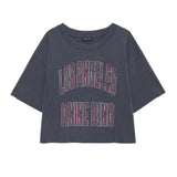 Anine Bing Johnny Cropped Tee in Washed Black