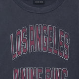 Anine Bing Johnny Cropped Tee in Washed Black