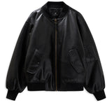 Anine Bing Leon Bomber in Black Recycled Leather