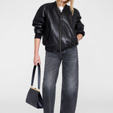 Anine Bing Leon Bomber in Black Recycled Leather