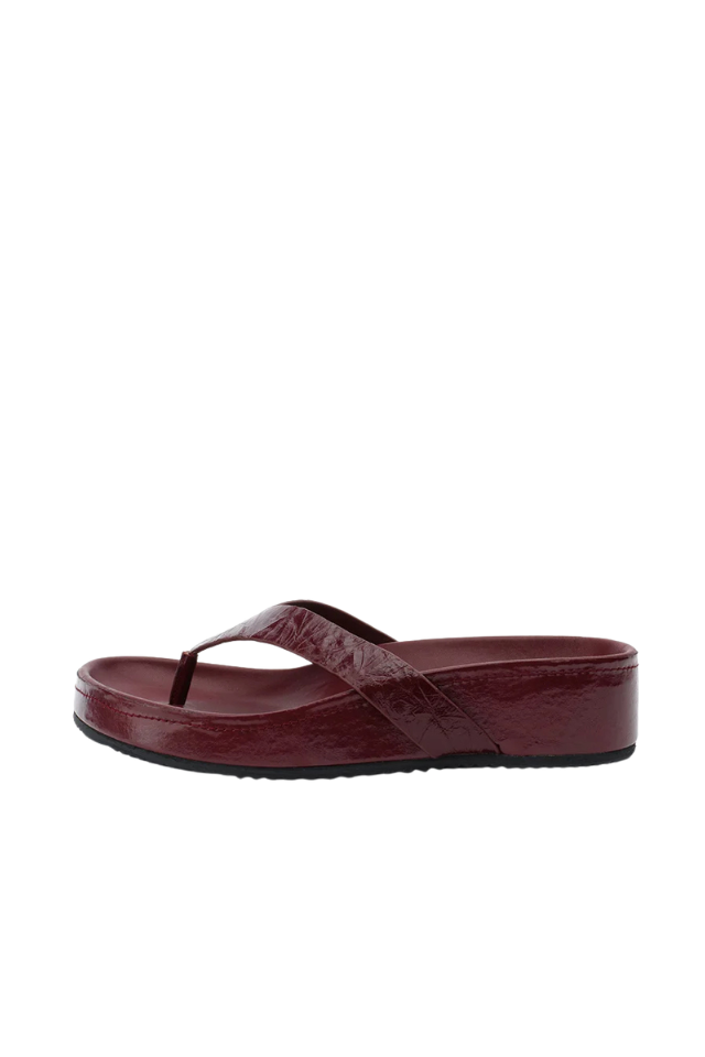 Alias Mae Akiko Flat in Burgundy Oily Crinkle Leather