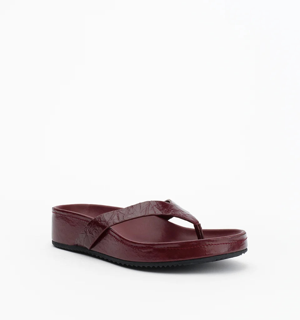 Alias Mae Akiko Flat in Burgundy Oily Crinkle Leather - side view