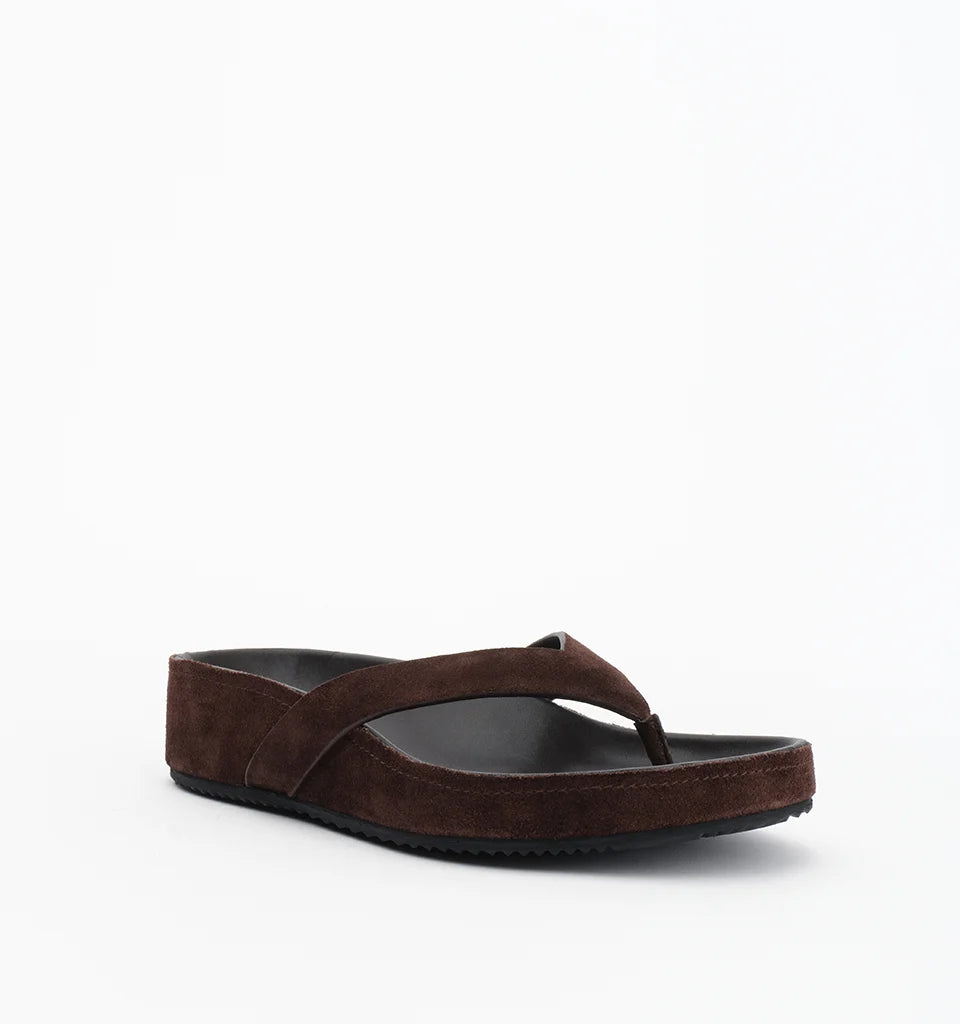Alias Mae Akiko Flat in Choc Suede - side view