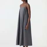 Bassike Crushed Cotton Parachute Dress in Washed Black