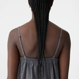 Bassike Crushed Cotton Parachute Dress in Washed Black