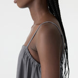 Bassike Crushed Cotton Parachute Dress in Washed Black