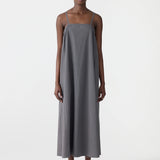 Bassike Crushed Cotton Parachute Dress in Washed Black
