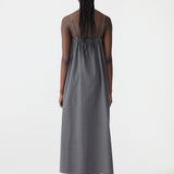 Bassike Crushed Cotton Parachute Dress in Washed Black
