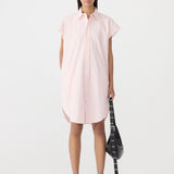 Bassike Crushed Cotton Shirt Dress in Soft Pink
