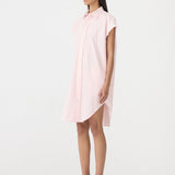 Bassike Crushed Cotton Shirt Dress in Soft Pink