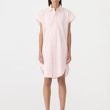 Bassike Crushed Cotton Shirt Dress in Soft Pink