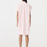 Bassike Crushed Cotton Shirt Dress in Soft Pink