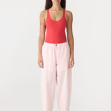 Bassike Crushed Cotton Summer Pant in Soft Pink