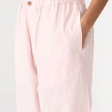 Bassike Crushed Cotton Summer Pant in Soft Pink