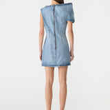 Bassike Off The Shoulder Dress in Super Light Wash