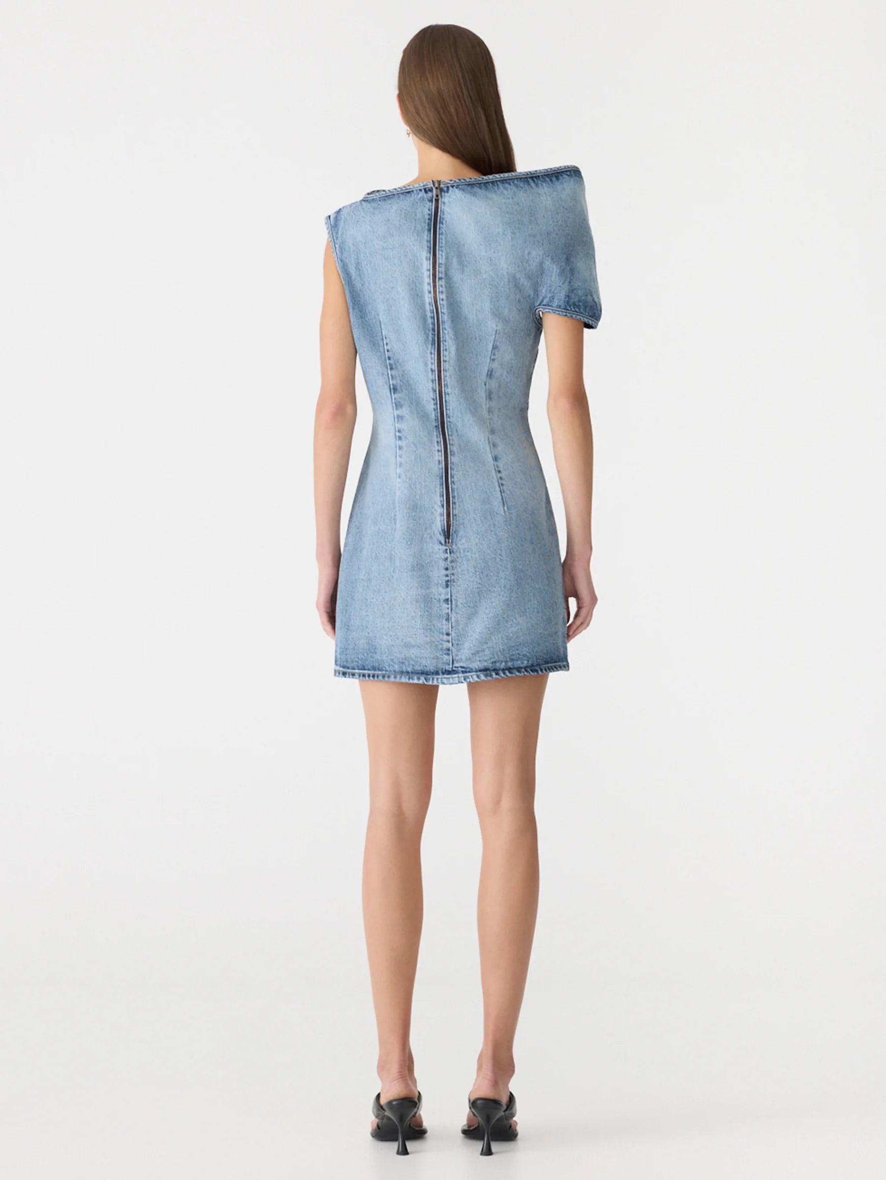 Bassike | Off The Shoulder Dress in Super Light Wash
