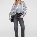 Anine Bing Essie Cropped Shirt in Maritime Stripe