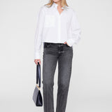 Anine Bing Essie Cropped Shirt in White
