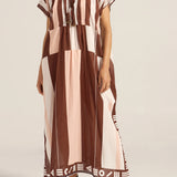 Ilio Nema Thaddeus Caftan in Pink and Brown Sarong Voile