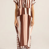 Ilio Nema Thaddeus Caftan in Pink and Brown Sarong Voile