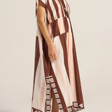 Ilio Nema Thaddeus Caftan in Pink and Brown Sarong Voile