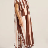 Ilio Nema Thaddeus Caftan in Pink and Brown Sarong Voile