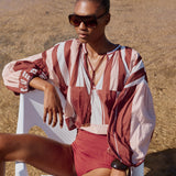 Ilio Nema Tyro Blouse in Pink and Brown Sarong Voile