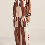 Ilio Nema Tyro Blouse in Pink and Brown Sarong Voile