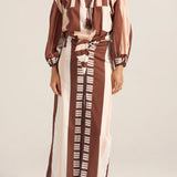 Ilio Nema Tyro Blouse in Pink and Brown Sarong Voile