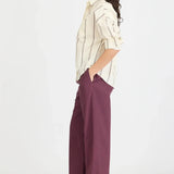 LMND Chiara Long Sleeve Shirt Double Pinstripe in Cherry and Ivory