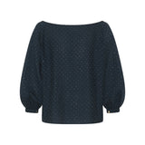 Luxe De Valentina Celeste Boat Neck Top in Silver Studded Navy