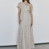 Luxe De Valentina Terrazzo Fluted Maxi Dress in Starlight