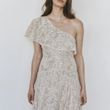 Luxe De Valentina Terrazzo Fluted Maxi Dress in Starlight