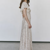 Luxe De Valentina Terrazzo Fluted Maxi Dress in Starlight