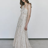 Luxe De Valentina Terrazzo Fluted Maxi Dress in Starlight