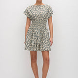 Matteau Shirred Waist Mini Dress in Vine