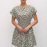 Matteau Shirred Waist Mini Dress in Vine