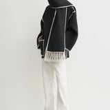 Toteme Embroidered Scarf Jacket in Dark Grey Melange
