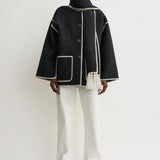 Toteme Embroidered Scarf Jacket in Dark Grey Melange