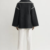 Toteme Embroidered Scarf Jacket in Dark Grey Melange