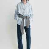 Toteme Classic Stripe Shirt in Ice and Azure